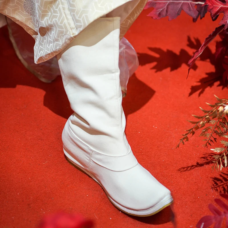 Fulujiacos Hanfu boots men's and women's boots Song Dynasty upturned mid top boots