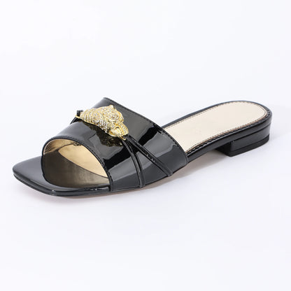 Designer Shoes for Women Jeweled Snake Flat Slides Sandals Summer 2024 Classic funny Slippers Women High Quality Luxury