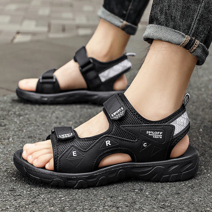 Mens Sandals Classic Black Comfortable Barefoot Outdoor Casual Beach Shoes Anti Slip Speed Drying Summer Walking Sandals Men