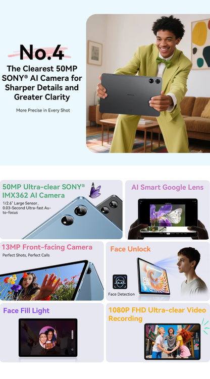 Blackview MEGA 3 Tablet PC 12.1' 2.5K FHD+ Display MTK G100 Octa Core 12GB 256GB 8800mAh 50MP Camera 33W Charger Android 15 Pad