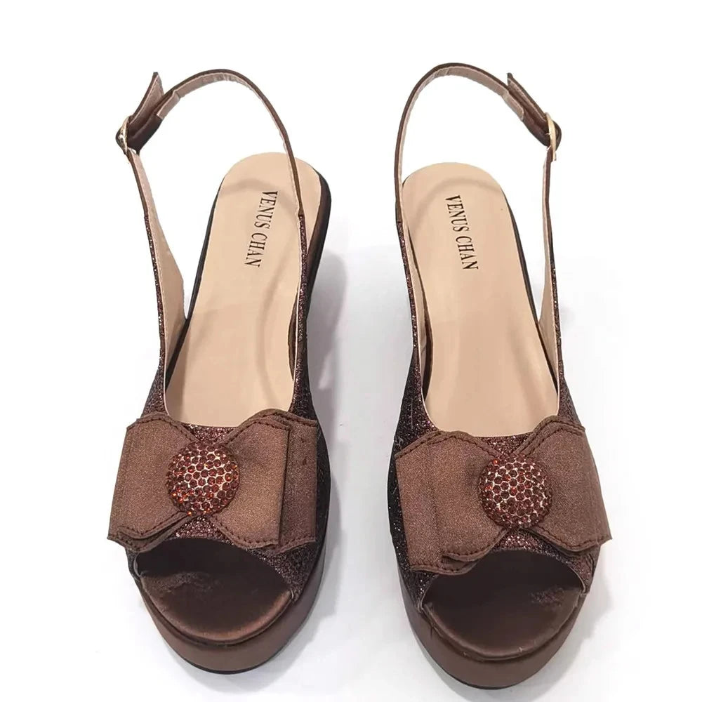 Sandals Woman Summer 2024 New Arrival Specially Designed Black African Women's Round Toe High Heels Suitable for Wedding Party