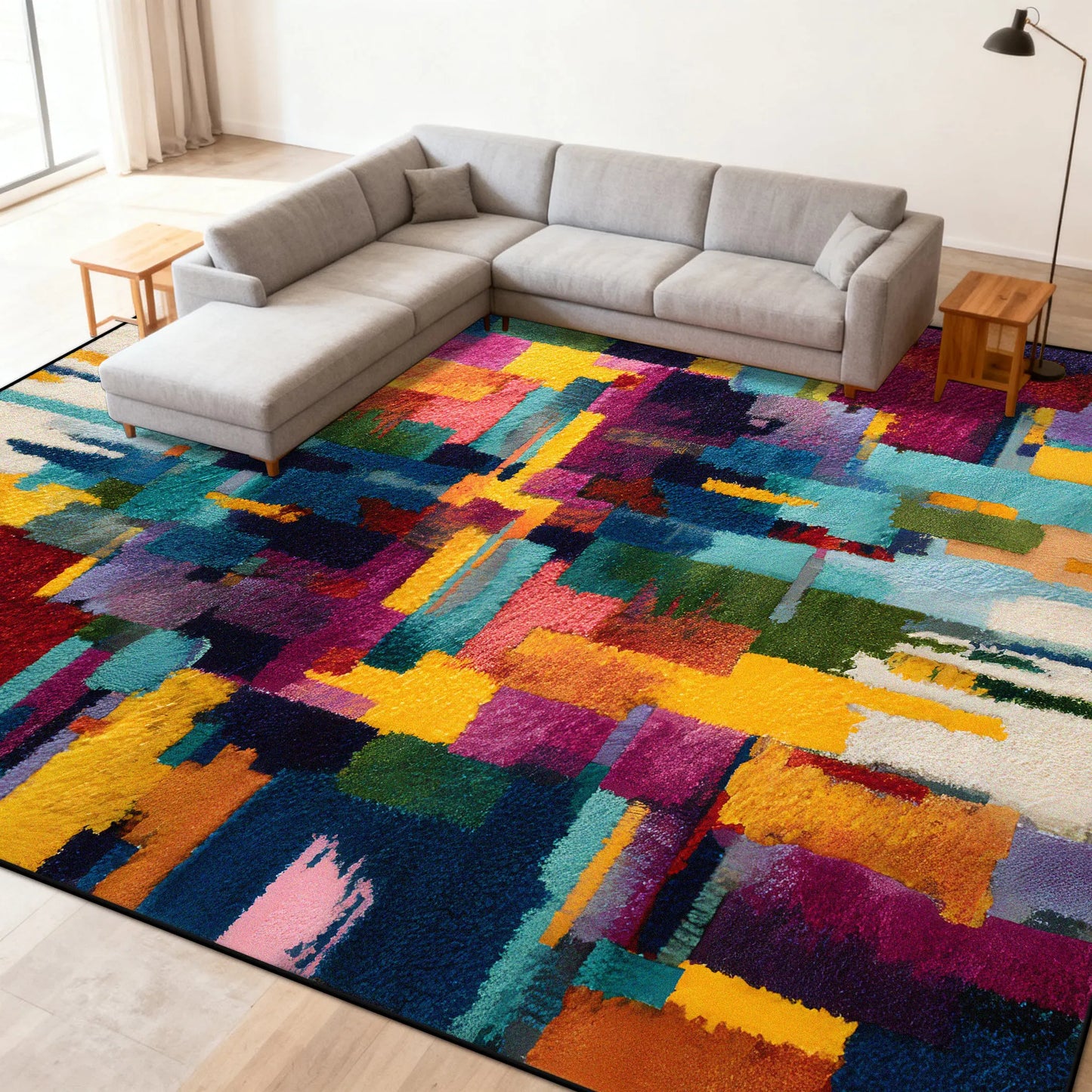Multicolour Abstract Carpet Living Room Sofa Area Easy Clean Rugs Non-slip Bedroom Decoration Cloakroom Floor Mat Customizable