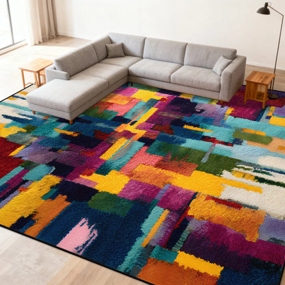 Multicolour Abstract Carpet Living Room Sofa Area Easy Clean Rugs Non-slip Bedroom Decoration Cloakroom Floor Mat Customizable