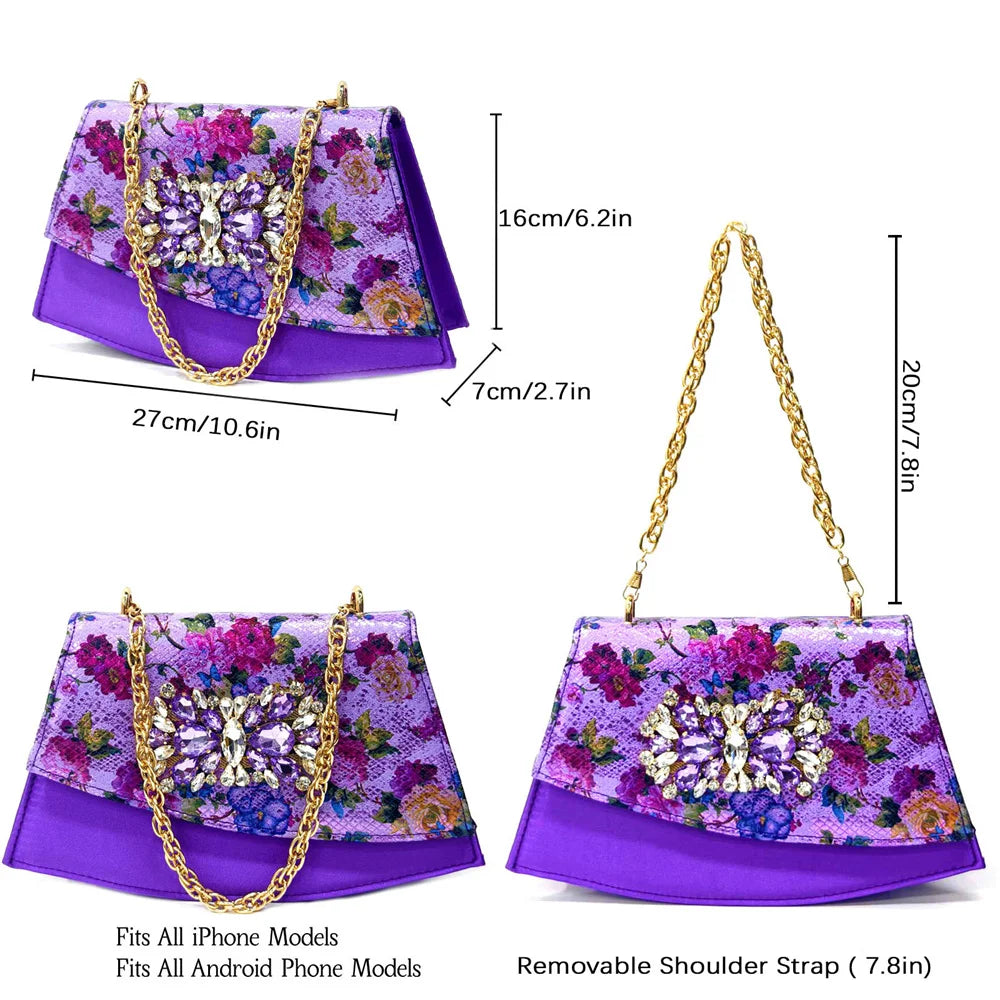 Venus Chan Italian Design Shoes and Bags Matching Set 2024 Women High Heel Party Purple Color Nigeria Wedding Bigger Size Shoes