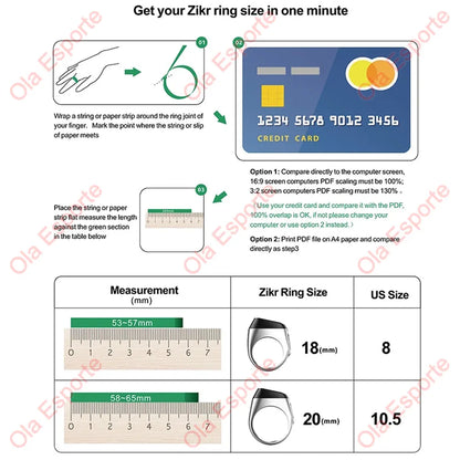 2026 Qibla Smart Zikr Ring Praise Tasbih Tally Electronic Digital Counter for Muslims 5Prayer Time Vibration Reminder Waterproof