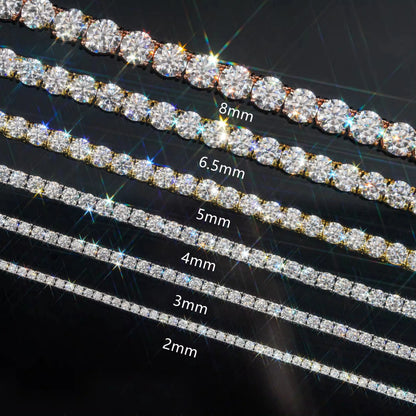 Hip hop Moisssanite Tennis Bracelet 18K Gold Plated 925 Sterling Silver Jewelry Unisex Moissanite Tennis Chain for Women ＆ Man