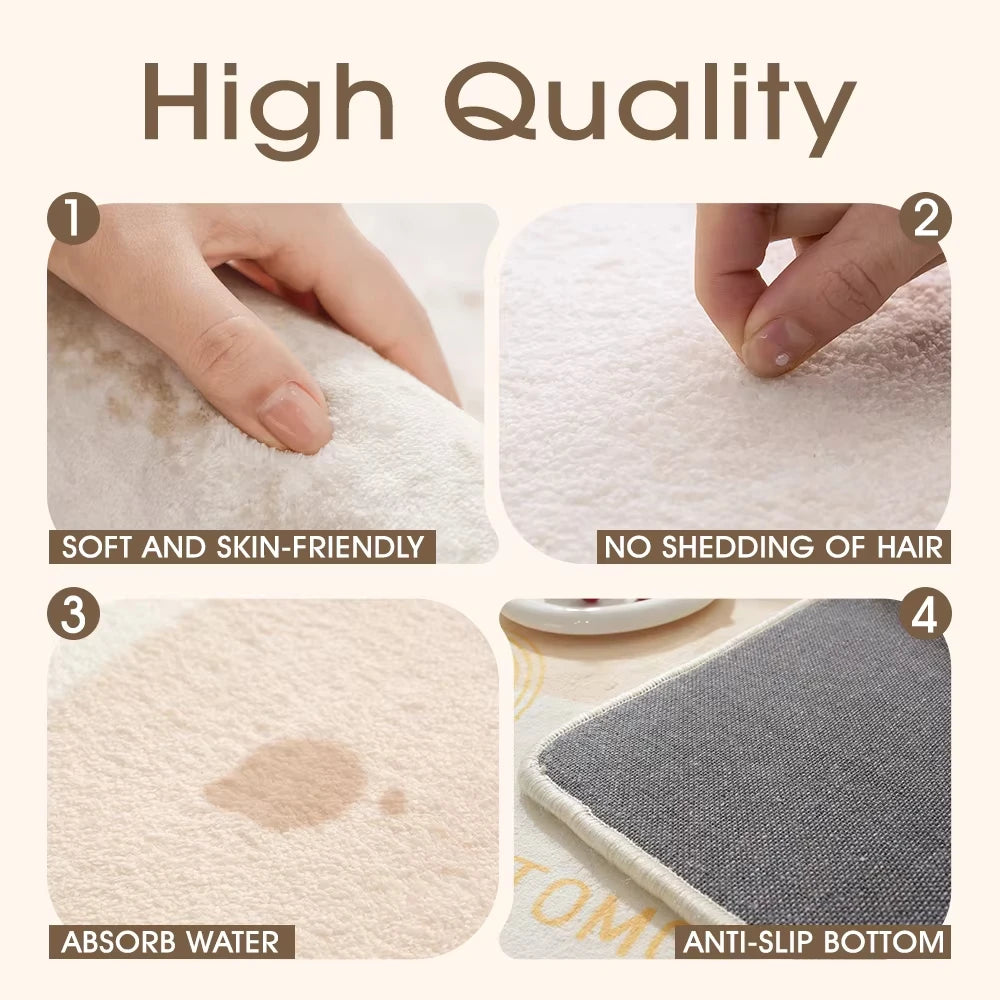 Christmas Round Faux Cashmere Area Rug Non Slip Soft Bedroom Bedside Carpet Xmas Holiday Home Decor Floor Mat for Living Room