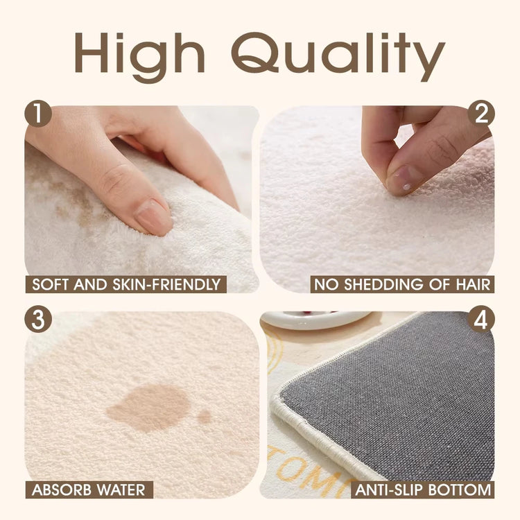 Christmas Round Faux Cashmere Area Rug Non Slip Soft Bedroom Bedside Carpet Xmas Holiday Home Decor Floor Mat for Living Room
