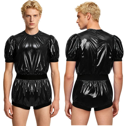 Men Women Waterproof Glossy Bodysuit Leak-proof Washable Diaper Cover Elderly Bedridden Special Needs Adaptive Jumpsuit Swimwear