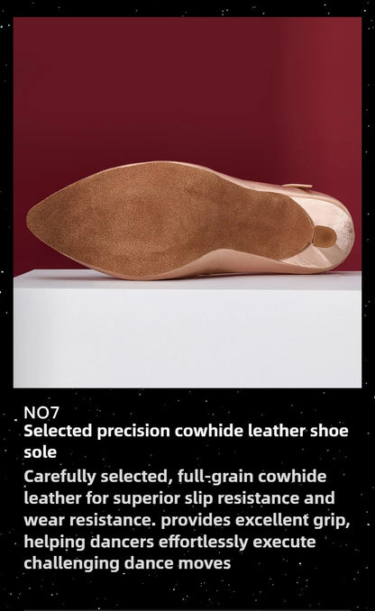 UK Latin Dance Shoes Women's Mid Heel Flexible Sole Ballroom Practice Shoes for Waltz Tango