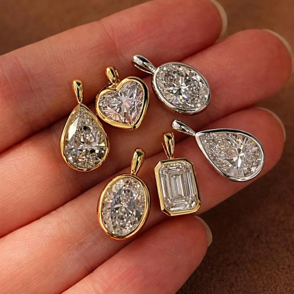 Certified 3carat Waterdrop Hark Moissanite Collar Necklace S925 Silver Bezel Set Solitaire Pear Cut Diamond Pendant for Women