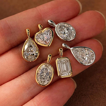 Certified 3carat Waterdrop Hark Moissanite Collar Necklace S925 Silver Bezel Set Solitaire Pear Cut Diamond Pendant for Women