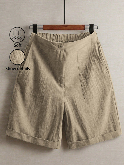 Summer women's thin five-point pants, wide-leg casual straight-leg high-waisted women's pants, fashionable outdoor sports pants