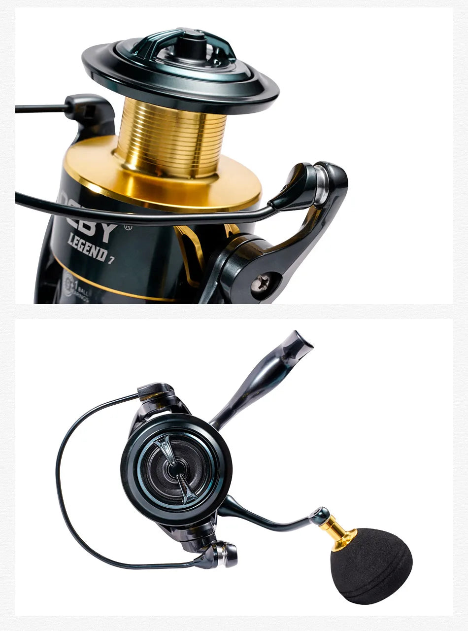 Noeby Aluminum Spinning Fishing Reel 2500 3000 4000 5000 6000 Series Zinc Alloy Gear 5.2:1 Ratio Sea Spool Max Drag 18-25kg Reel