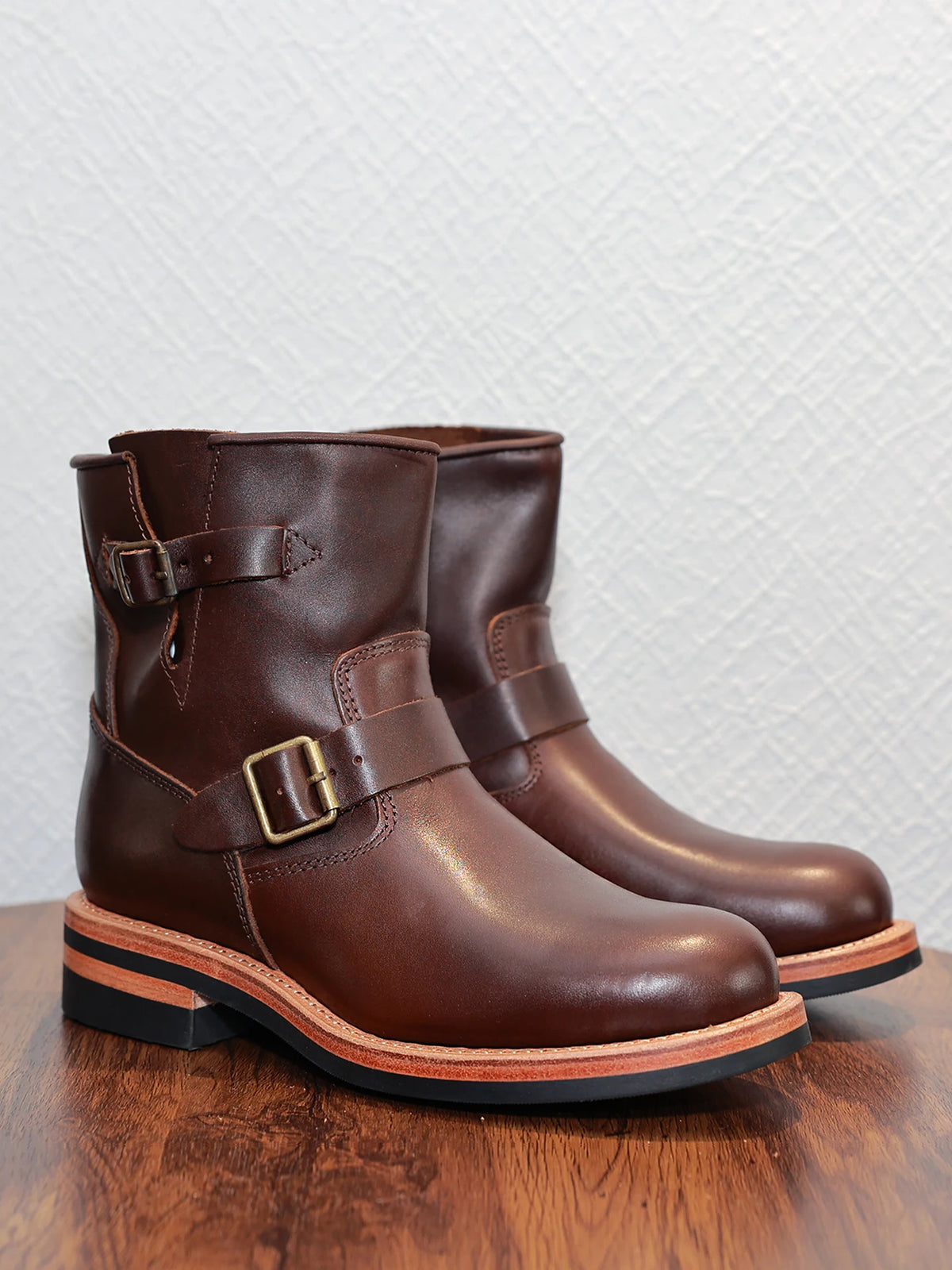 American Casual Engineer Boots Motorcycle Boots Men's Leather Outdoor Boots Goodyear Craftsmanship