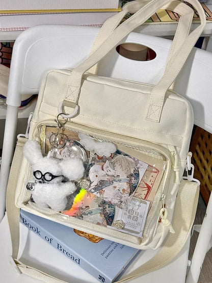 New Kawaii Ulzzang Itabag Girls Simple High Quality Nylon Shoulder Bag With Display Plate Crossbody Bags College Student Ita Bag