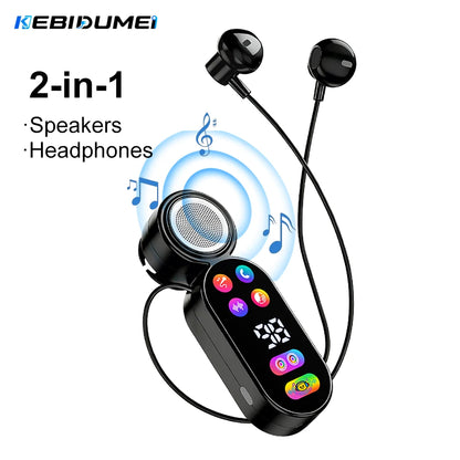 KEBIDUMEI 2-in-1 Wireless Earbuds & Portable Speaker Bluetooth 5.4 Headphones Digital Display Headsets Mini Speaker Earphones