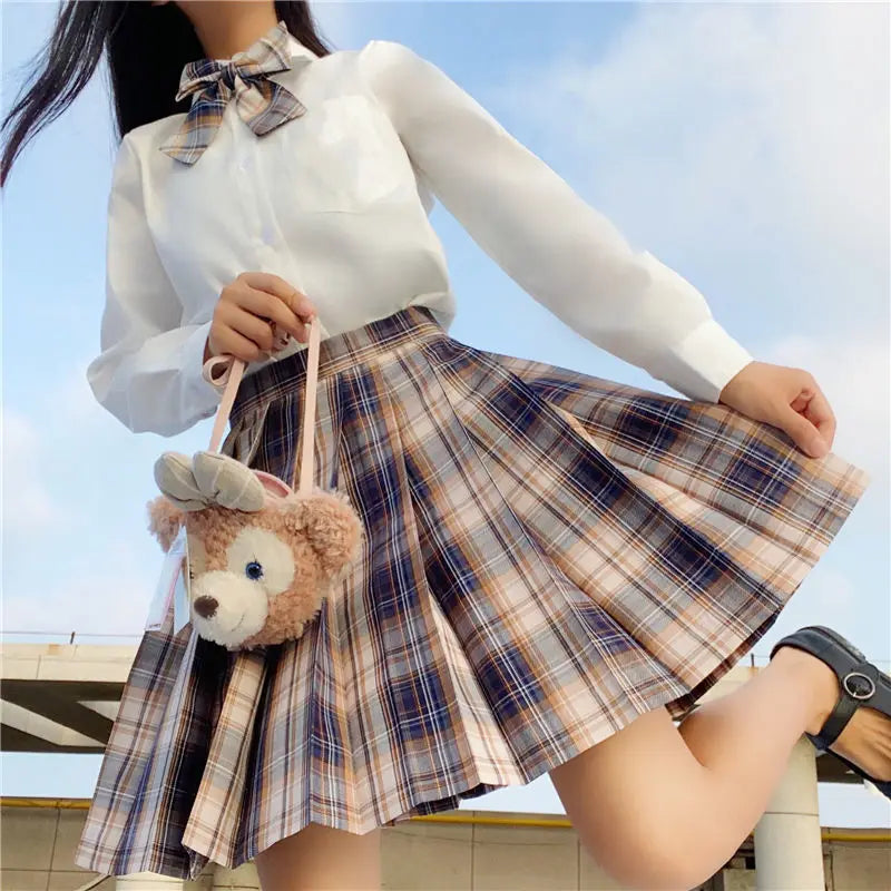 Full Set School Clothes Japanese Style Uniform Long Sleeve Jk Seifuku for Girl High Waist Pleated Skirt Anime Cosplay Schoolgirl