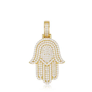New Moissanite Iced Out Bling Hamsa Hands Pendants Necklaces S925 Silver Charm For Men Women Hip Hop Jewelry Passed Diamond Test