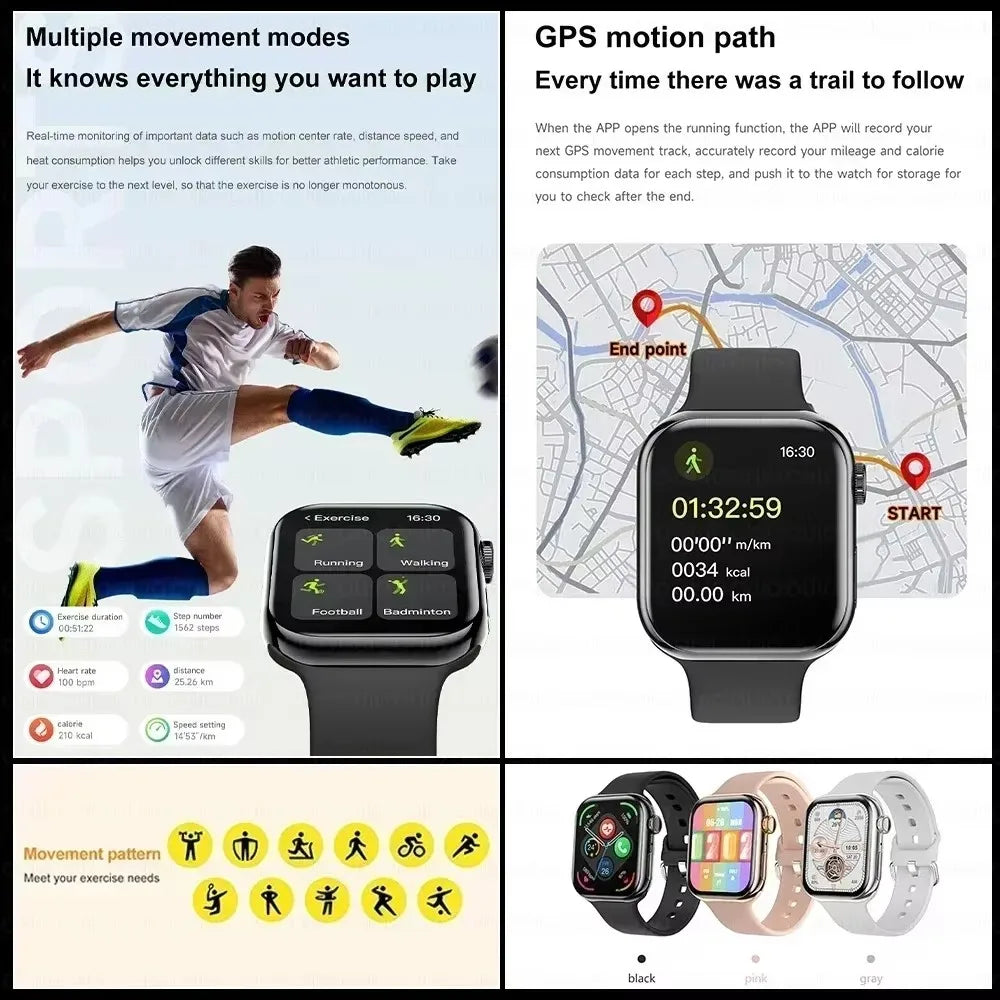 2026 Series 10 Watch 10 GPS Smart Watch Memory Music Video Bluetooth Call Heart Rate Waterproof NFC Smartwatch For Apple Android