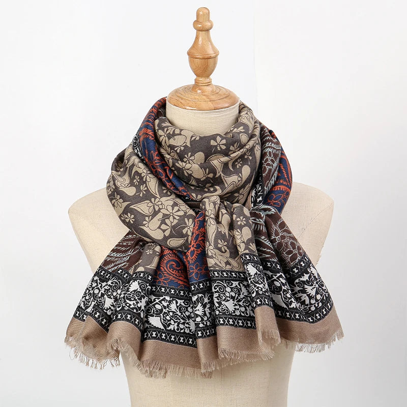 New Paisley Cotton Pashmina Shawl Lady Wrap Warm Winter Scarves Autumn Design Print Female Foulard Beach Stoles Luxury Scarf