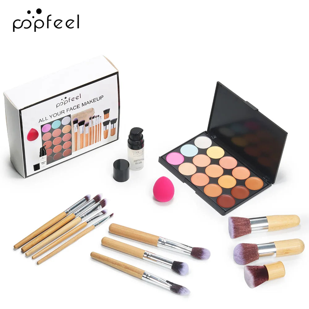 Essential Eye Makeup Set for Beginners Matte&Shimmer Eyeshadow Palette, Mascara, Eyebrow Pencil, Lip Eyeliner,Brush Tool Set Box