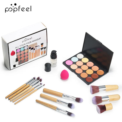 Essential Eye Makeup Set for Beginners Matte&Shimmer Eyeshadow Palette, Mascara, Eyebrow Pencil, Lip Eyeliner,Brush Tool Set Box