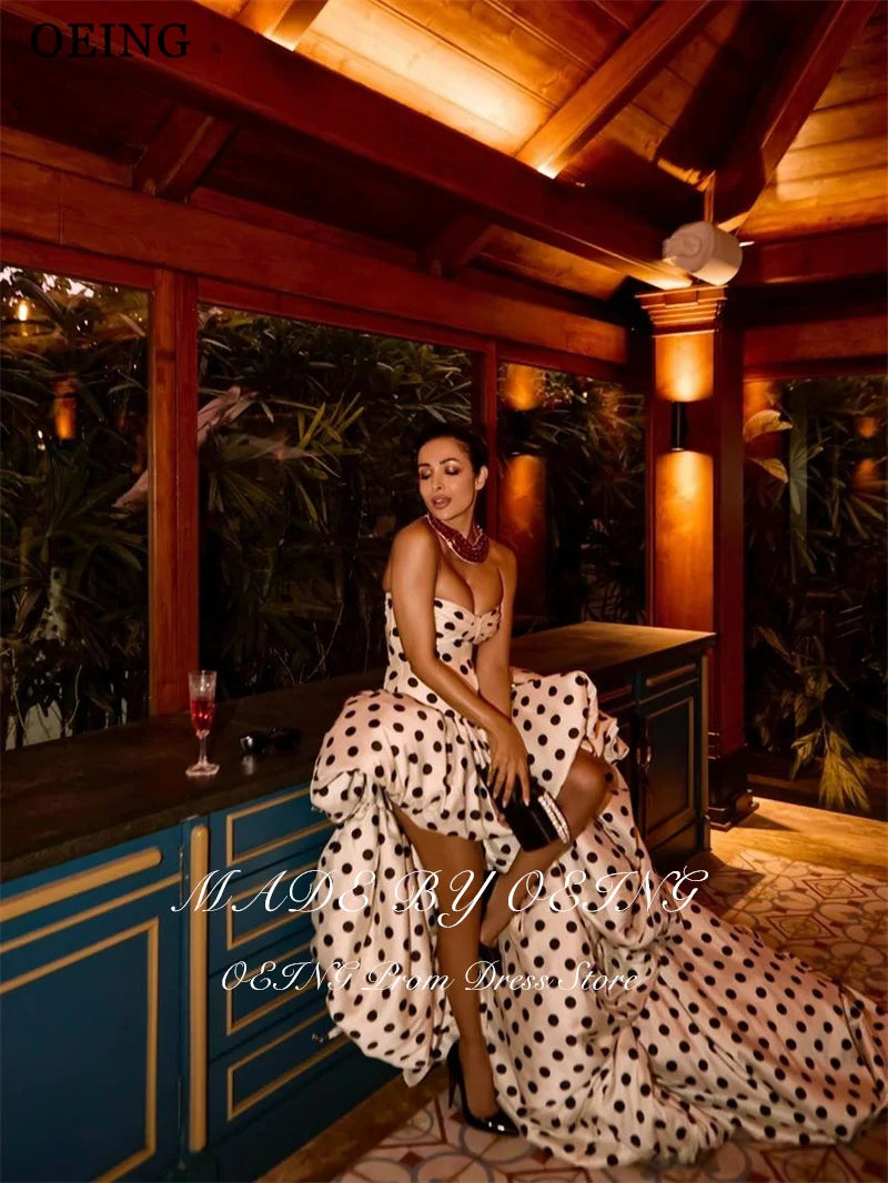 OEING Elegant A-Line Prom Dresses Sweetheart Polka Dots High/Low Birthday Party Dresses Gala Women robes de soirée Customized
