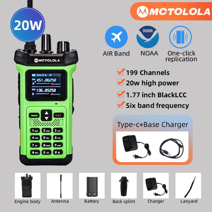 MOTOLOLA 1PCS 20W High Power Outdoor Intercom VHF UHF Dual Frequency Amateur Radio Flashlight High Charge Handheld Walkie Talkie
