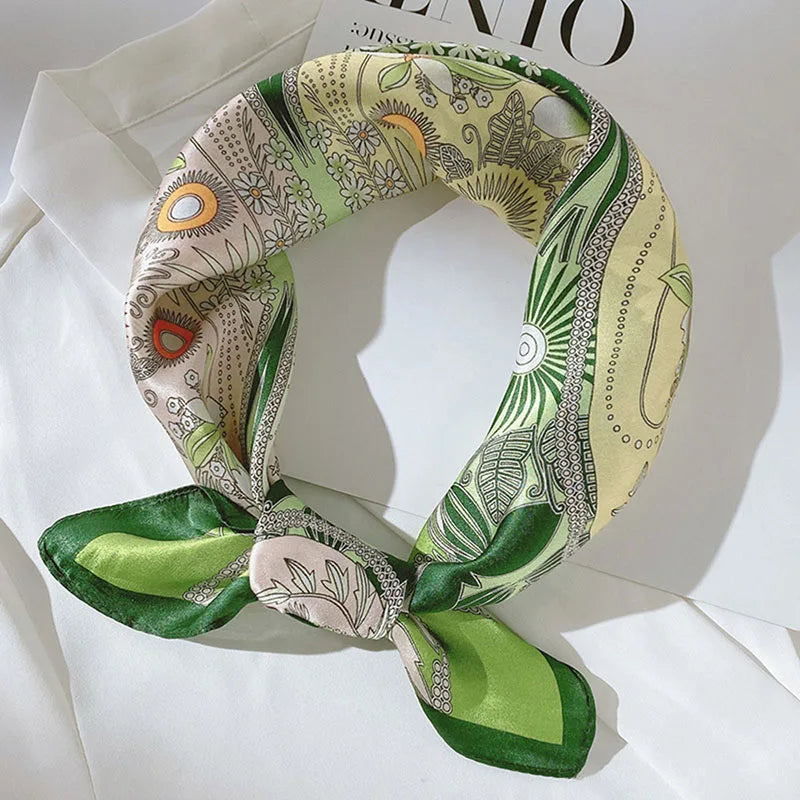 Silk Scarf For Bag Lady Neck Tie 100% Silk Scarf Luxury Brand Print Flower Stripe Plaid Dot Bandana Hair Tie Handkerchief Gifts