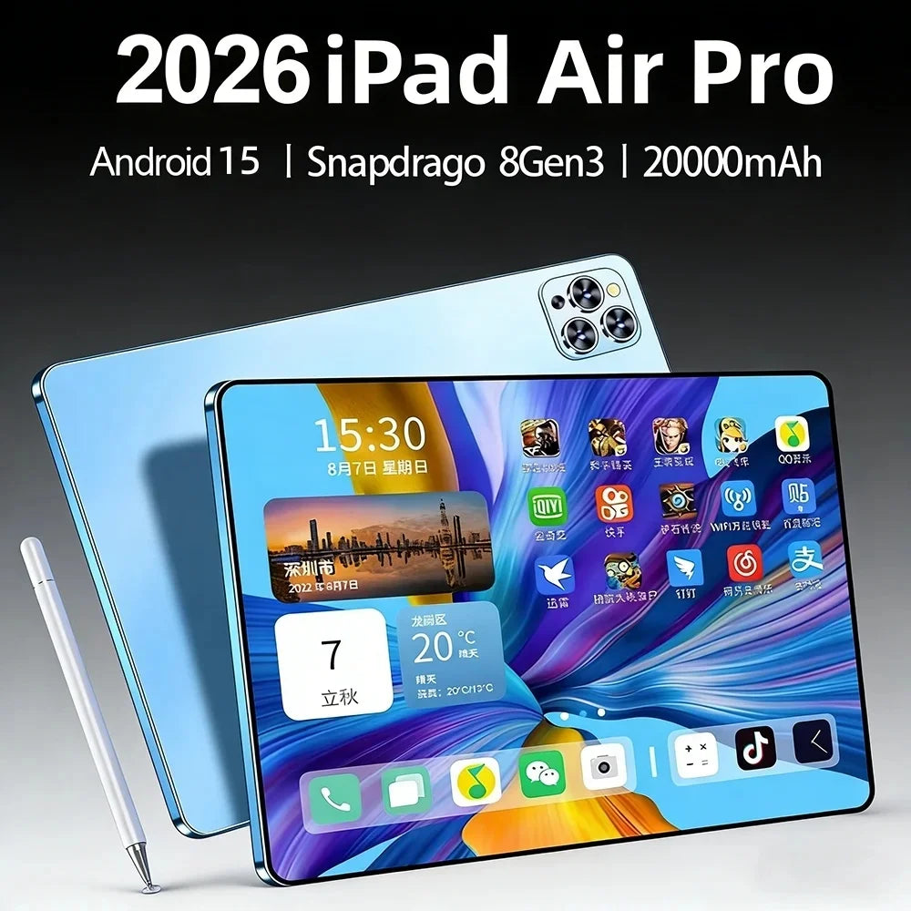 2026 Original 12inch IPad Air Pro 5G Tablet PC 20000mAh Snapdragon 8Gen3 Android 15 24GB 2T 5G Dual SIM GPS WIFI Network Tablet