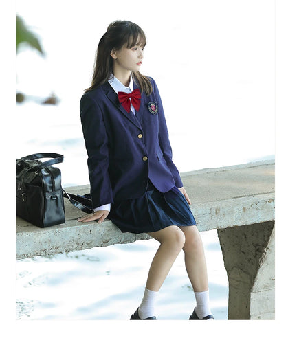 University School Girl Blazer Winter School Uniform Navy Coat Japanese High School Uniforms Suit Girl Students Jacket Seifuku