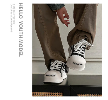 Women Men Sneakers Low-top Big-head Canvas Thick-soled Heightening Versatile Unisex Leisure Trendy Shoes Men Chunky Trainers