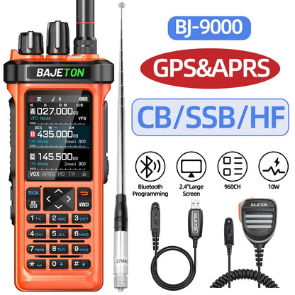 BAJETON BJ-9000 Walkie Talkie CB/SSB/HF 27Mhz Bluetooth Programmable GPS APRS 10W Long Rang For RT-950 RT-950 PRO Ham Radio