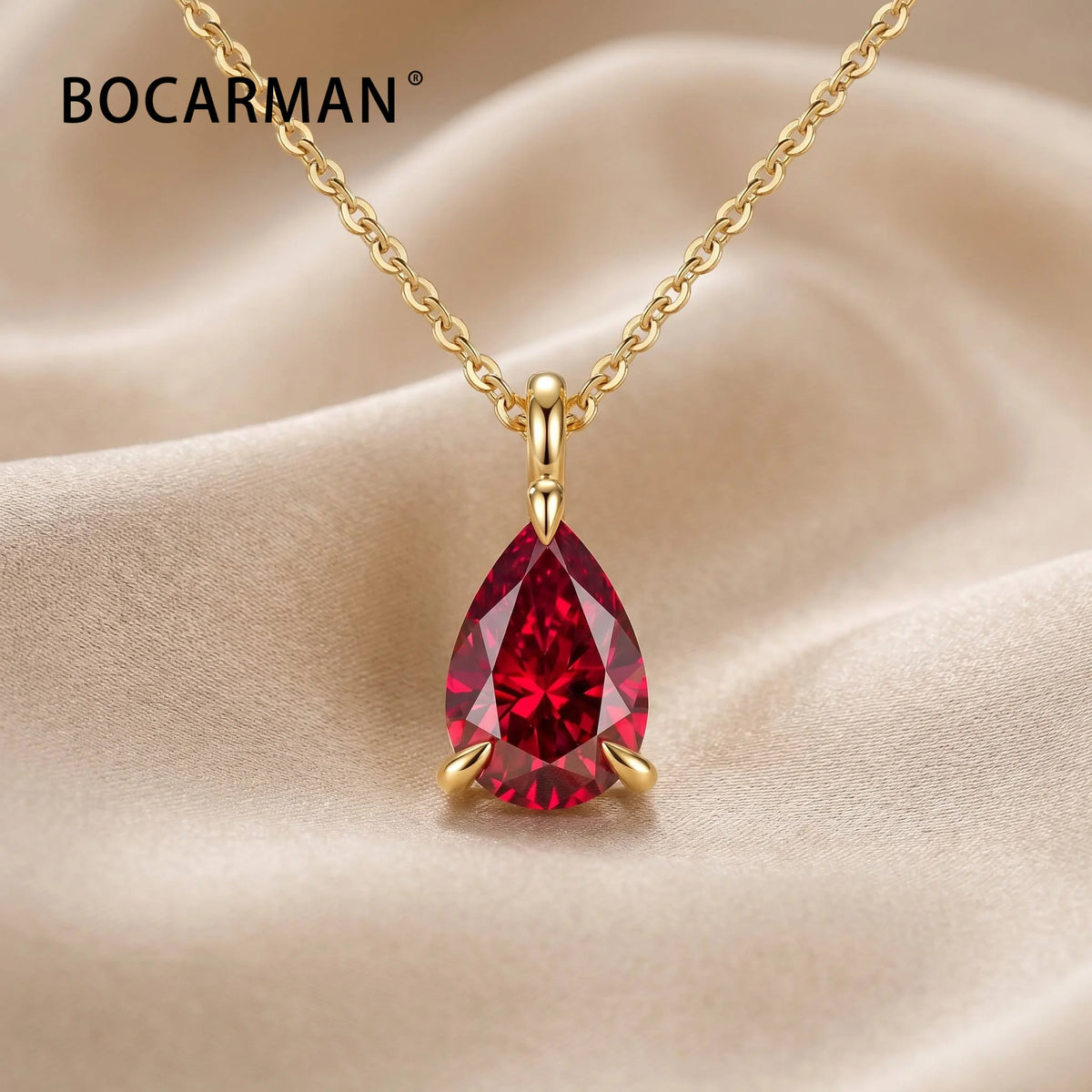 Bocarman Colorful Pear Moissanite Pendant on S925 Silver Chain GRA Iridescent Teardrop Whimsical Enchanting Gift