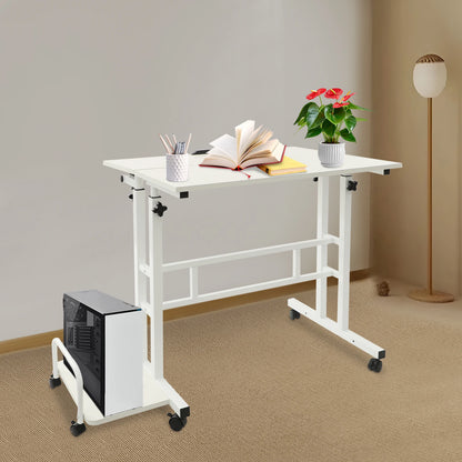Mobile Computer Desk  with Tiltable Panels 6 Casters Adjustable Height Ergonomic Foldable Sit Stand Workstation for Home Office Dormitory Study Room