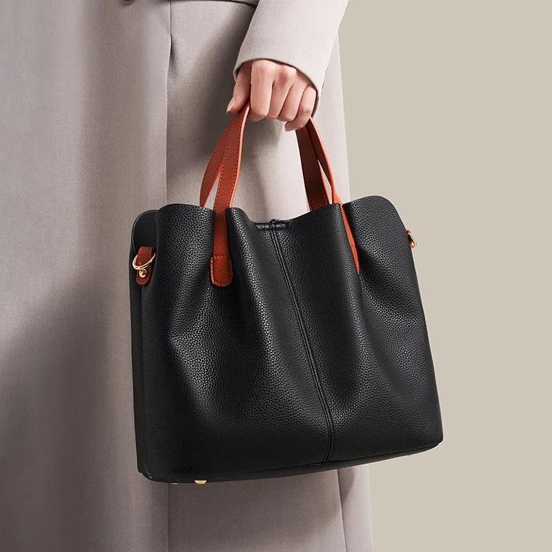 Women's Bag Leather Luxury Designer Shoulder Bag Soft Handbags Large Capacity Crossbody Bags Blue Black Khaki