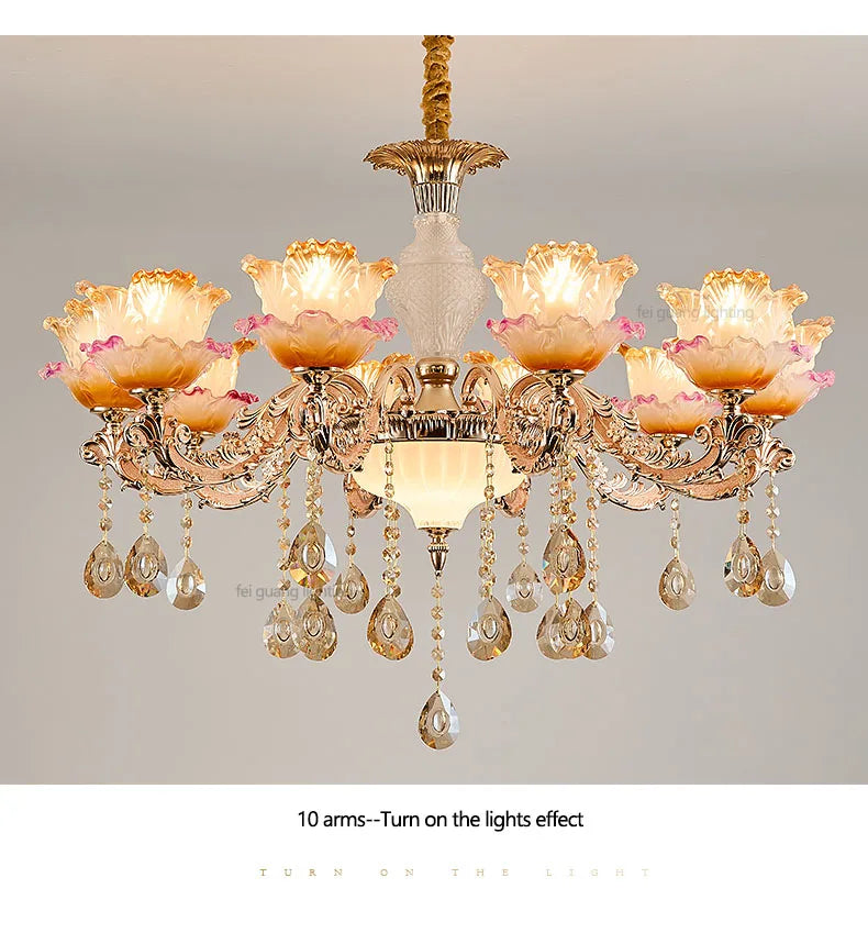 New Bedroom Chandelier  European Luxurious Atmospheric Lighting Fixture Home Living Room Dining Room Light Luxury Crystal Lamps