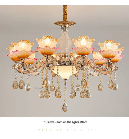 New Bedroom Chandelier  European Luxurious Atmospheric Lighting Fixture Home Living Room Dining Room Light Luxury Crystal Lamps