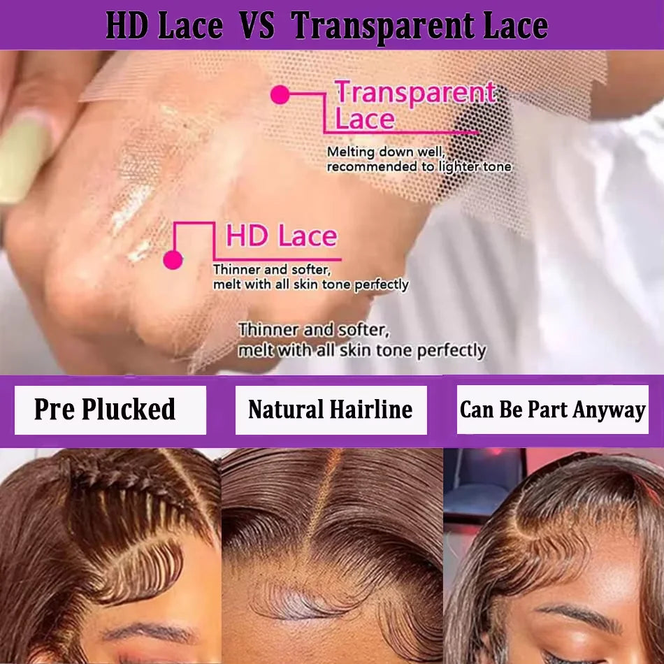 HD 13x6 13x4 Lace Frontal Wigs 100% Raw Vietnamese Chocolate Brown Straight Virgin Hair Pre Plucked Lace Front Human Hair Wigs