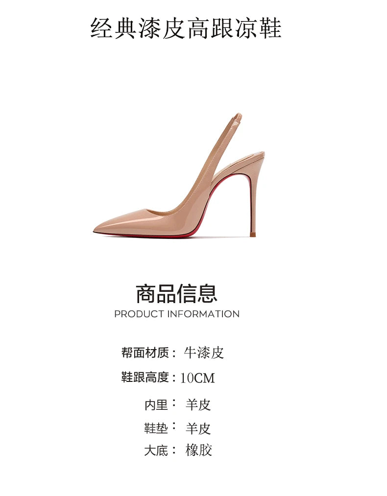 Heeled sandals Red Shiny Bottoms Naked color luxury Hollow 2026 New Elegant High Heels Sexy Slingbacks Ladies Shoes Women shoes
