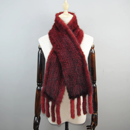 Women Winter Warm Real Mink Fur Scarf 100% Genuine Real Mink Fur Muffler Lady Fashion Quality Natural Real Mink Fur Knit Scarves