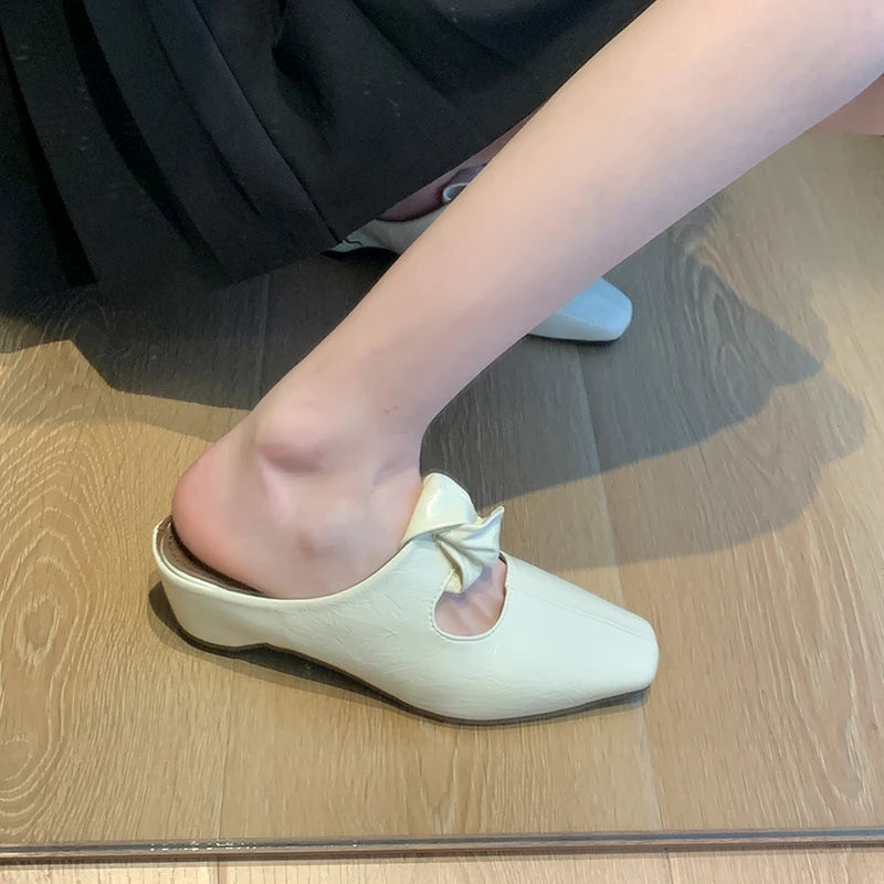 Women Heeled Sandals Slingback Mules Leather Shoes Summer Slippers 2026 Luxury Mary Jane Shoes Comfort Flip Flops Mujer Slides