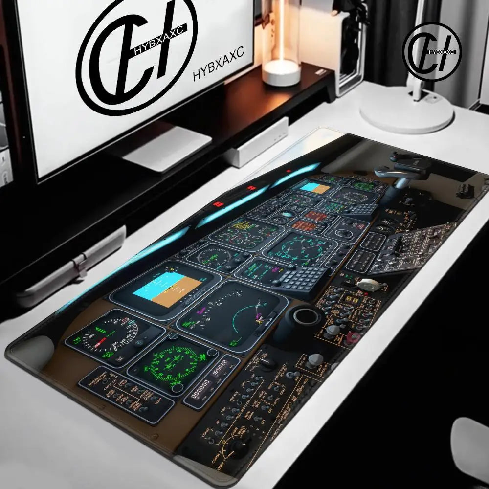 Plane Instrument Panel Mousepad HD Airplane Speedometer Mouse Pads XXL Non-slip Rubber Desk Mat Pc Gamer Deskmat Cockpit Playmat