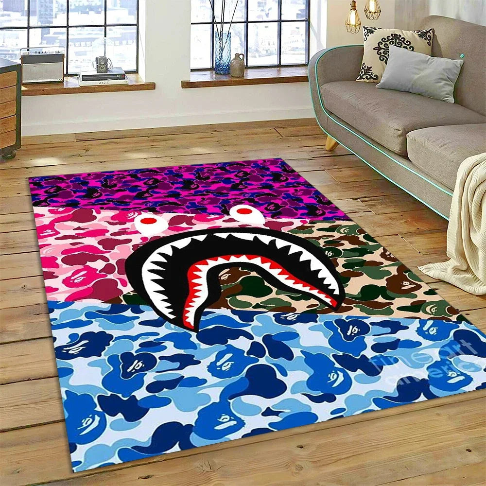3D Printing B-BAPE Fashion Carpet Rug for Bedroom Living Room Home Sofa Decoration,Children Game Large Decor Floor Mat Gift