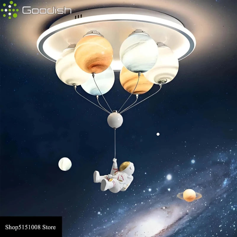 Modern Nordic Stylish Astronaut Planet Sky Led Ceiling Lights Art Creative Lamp for Chidren's Bedroom Home Decoration Chandelier
