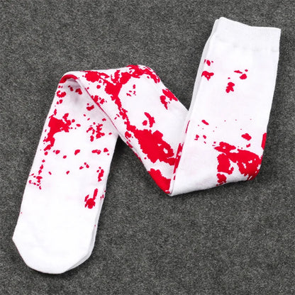 Women Halloween Socks Thigh High Stockings for Girls Black White Over Above Long Knee Sock Funny Cosplay Harajuku