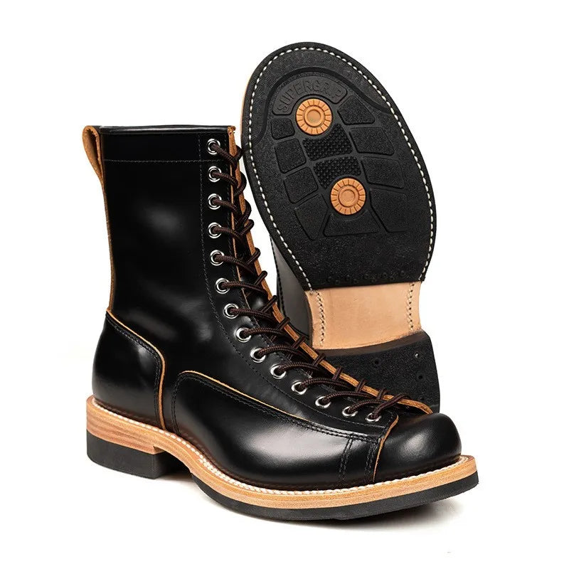 Motorcycle Boots Waterproof  Genuine Leather High-quality Off-Road Moto Boot Motorbike Higth-Top Shoes Botas De Motociclista Men