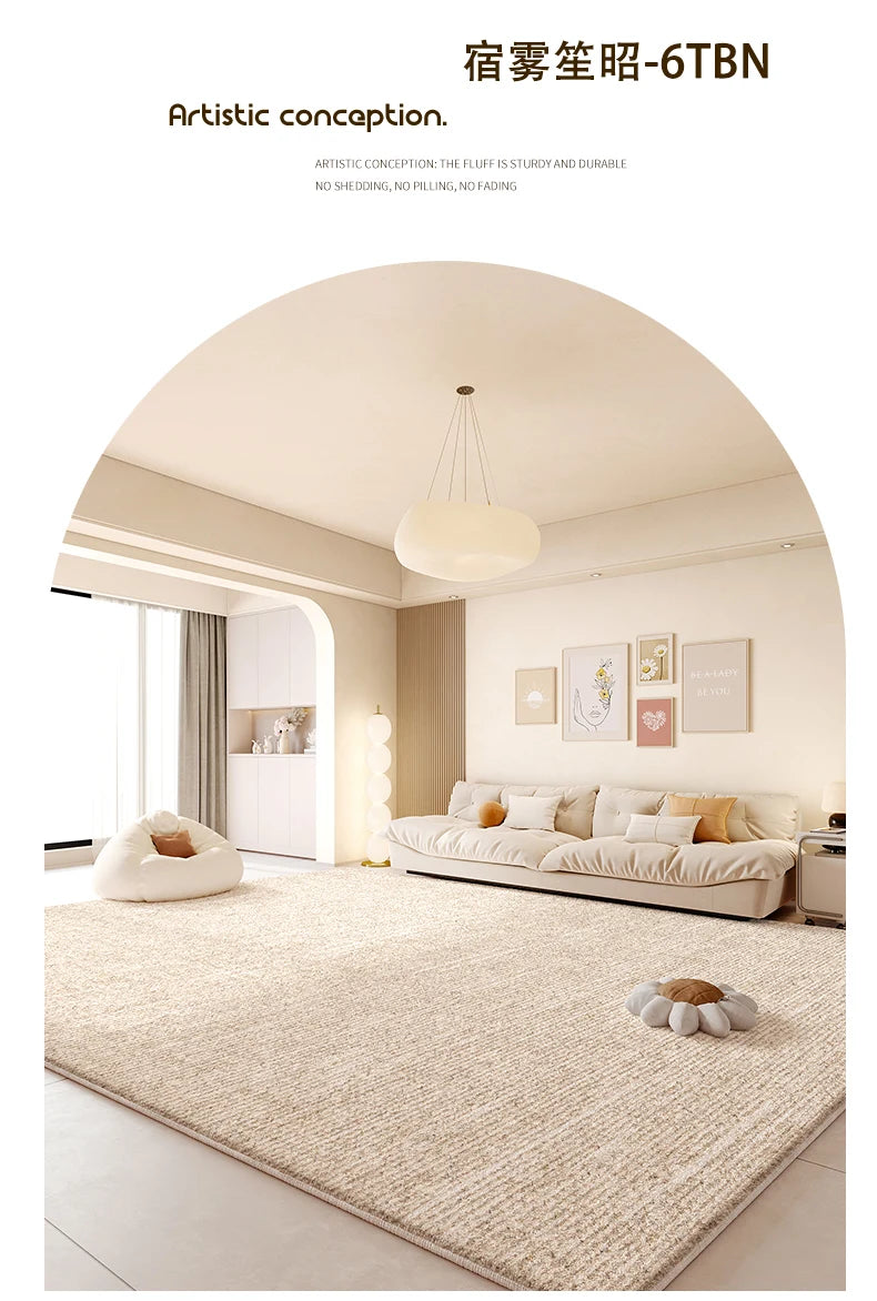 Cream Style Living Room Decoration Rug Light Luxury Rugs for Bedroom Fluffy Soft Cloakroom Carpet Household Washable Floor Mat