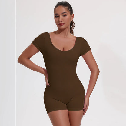 Summer Sexy Backless Sports Overalls Women Gym Rompers Sportswear Breathable Bodysuits One-Piece Suit Short Yoga Jumpsuits